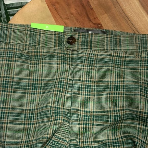NWT Green Plaid Adult Tailored Suit Pants 30x30 - Houston White - Picture 4 of 12
